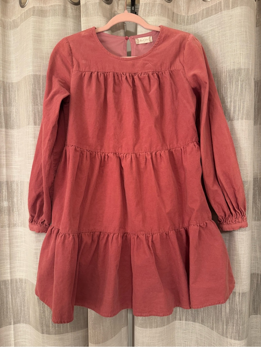 Altar’d State pink corduroy tiered long-sleeve dress